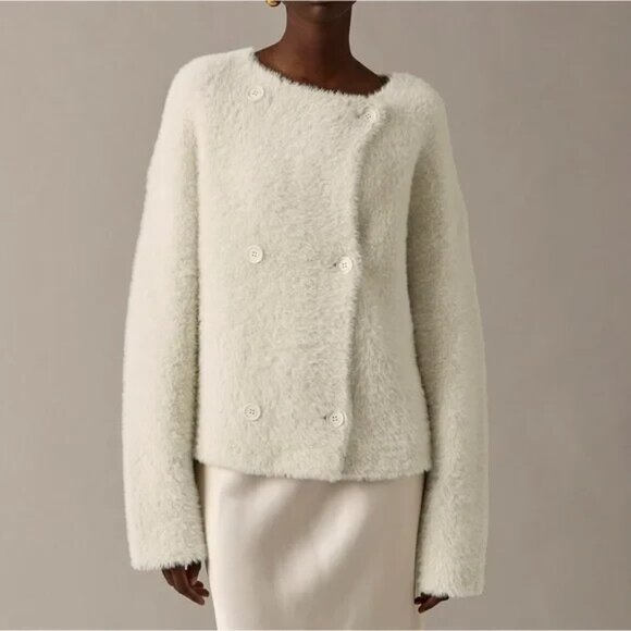 NWT J.Crew Collection Oversized Double-faced Wool-blend Jacket in Light Bone XS - Picture 9 of 11